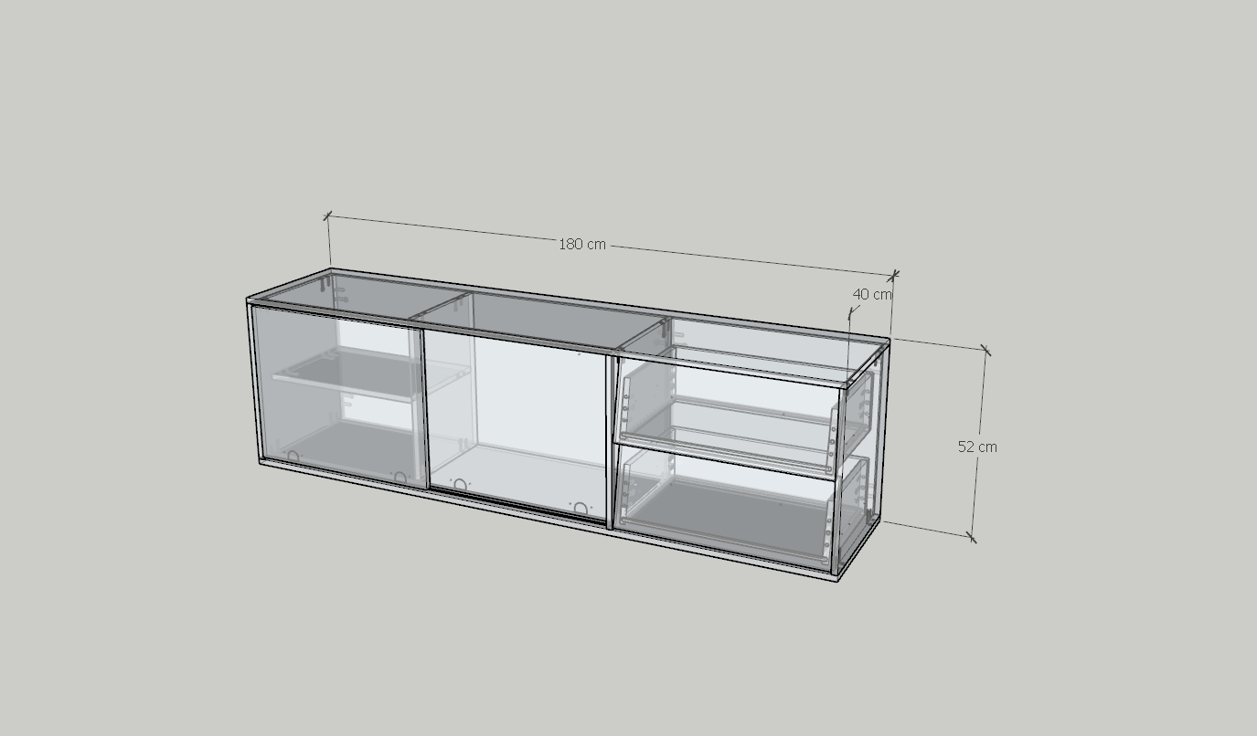 HAPPY FURNITURE , Kệ TV 2 cửa lùa 2 ngăn kéo - CALYN , KTV_100 , 180cm x 40cm x 52cm DxRx