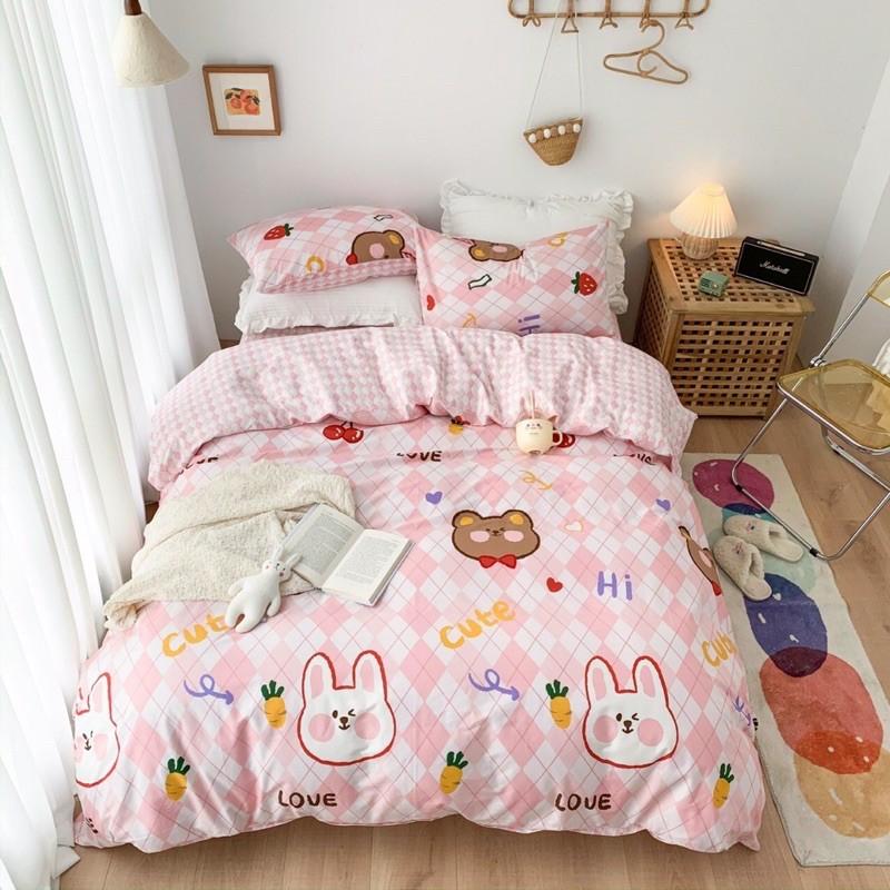 Bộ Chăn Ga Gối Cotton Living Hàng Nhập Khẩu Cao Cấp 4 Món 100% cotton Siêu Đáng Yêu