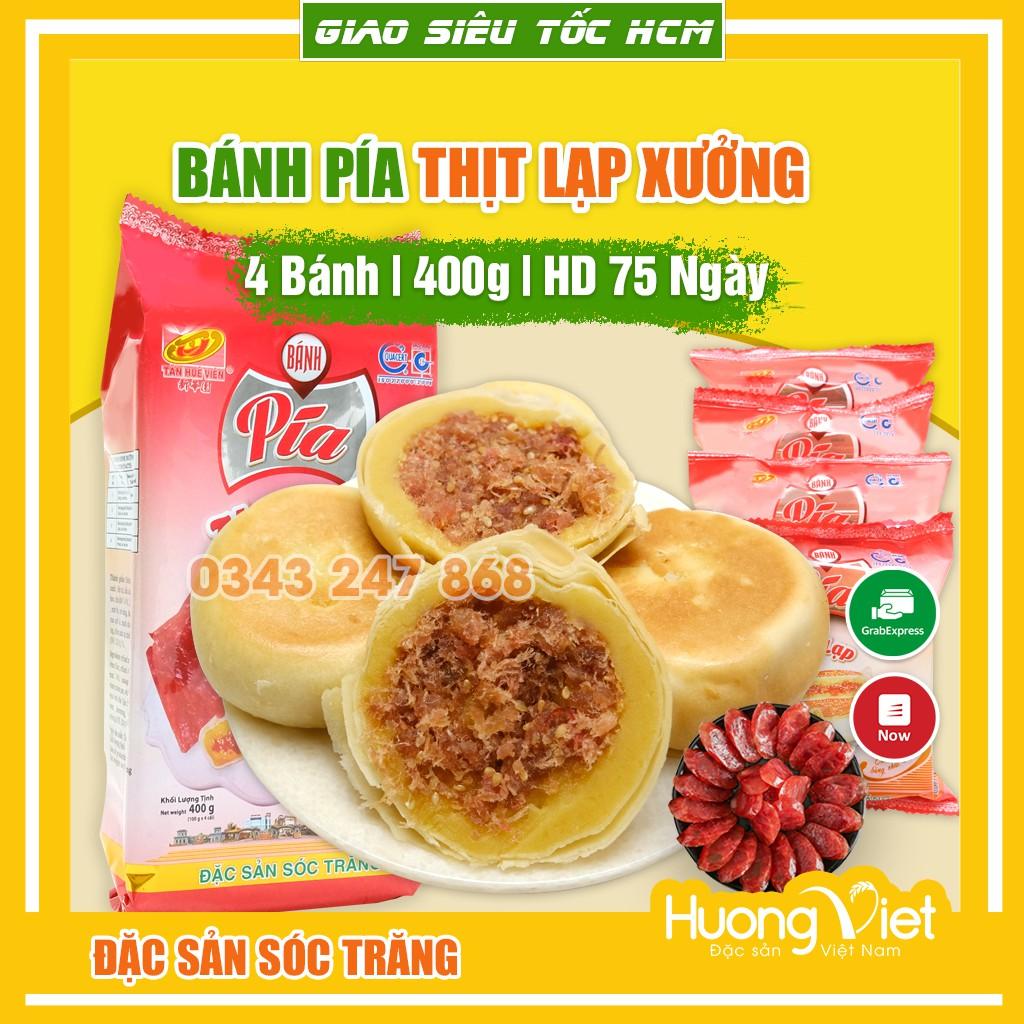 Bánh pía thịt lạp Tân Huê Viên 400g, bánh pía nhân măn, bánh pía Sóc Trăng chính hãng túi 4 bánh bao bì riêng