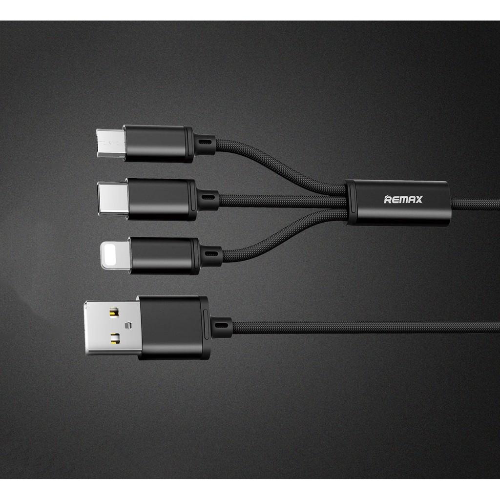 Cáp sạc 3 in 1 Lighting- Micro USB- Type C chiều dài 1.15m- Remax RC- 131TH