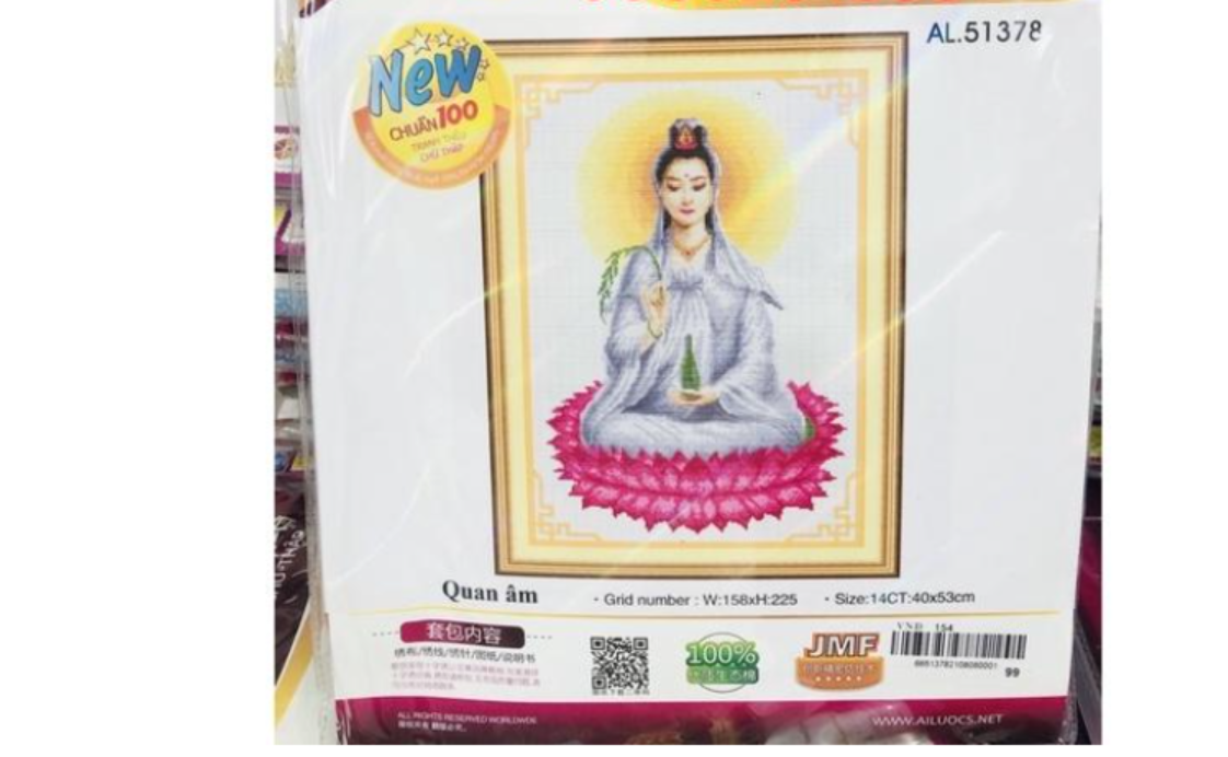 Tranh thêu chữ thập quan âm AL51378