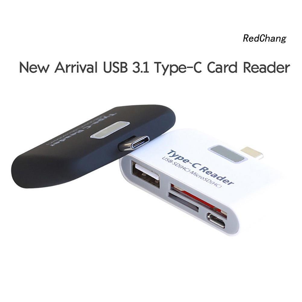 -SPQ- Universal Type C to USB 3.0 OTG Hub Adapter SD/TF Micro SD Memory Card Reader