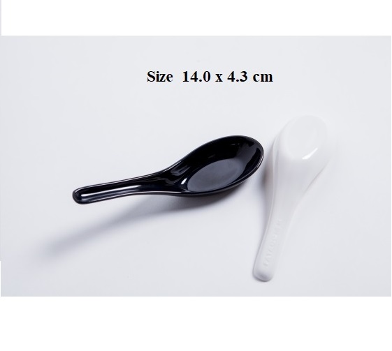 Muỗng cơm,súp nhựa Melamine màu đen/trắng Size 14cm