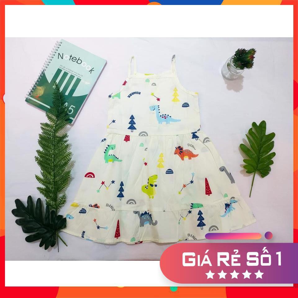 Váy thô hai dây cúc giữa bé gái size 3 - 8T