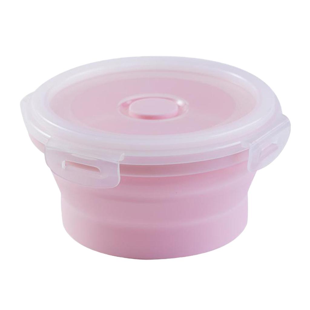 Round Lunch Container Food Grade Silicone Storage Collapsible Bowl with Airtight Lids Microwave Refrigerator Freezer Safe