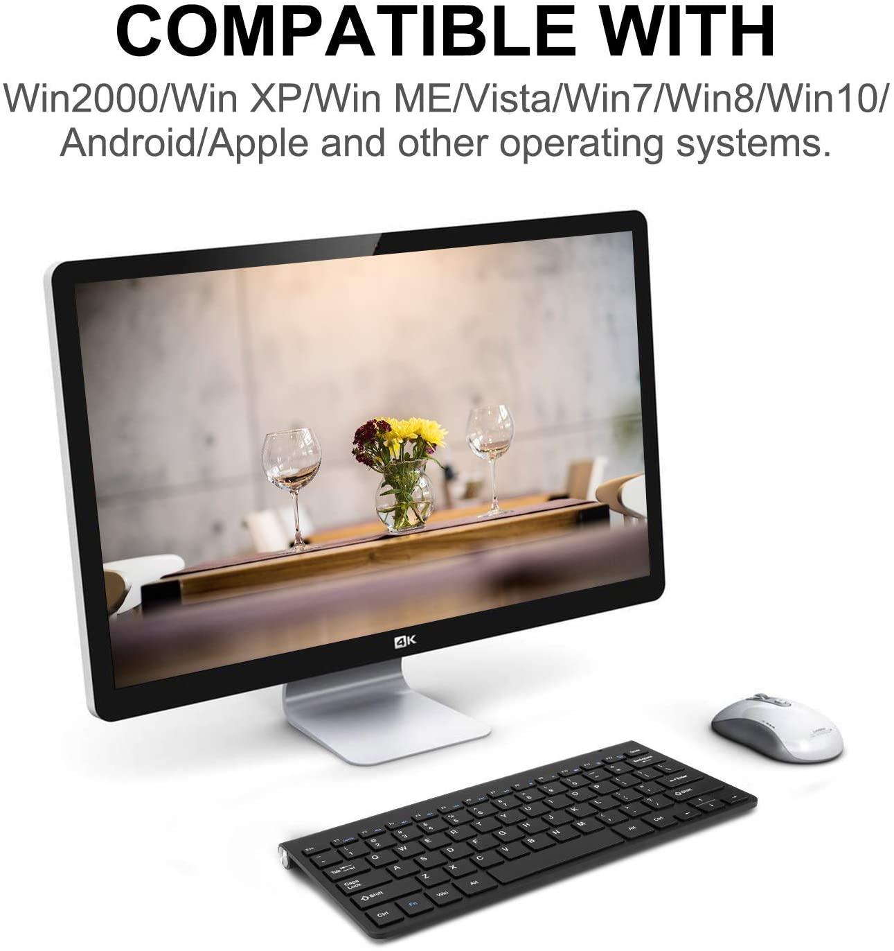 Bàn Phím Không Dây Mini USB Dành Cho Máy Tính Laptop Tivi Máy Tính Cao Su Keycaps Công Thái Noiseless Bàn Phím