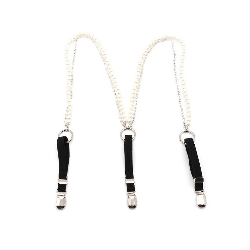 Thời Trang Treo Áo Nữ Ngọc Trai Cao Cấp Thắt Lưng Da Treo Áo Nam Có Thể Điều Chỉnh 3 Kim Loại Kẹp Đai Dây Gợi Cảm Treo Áo