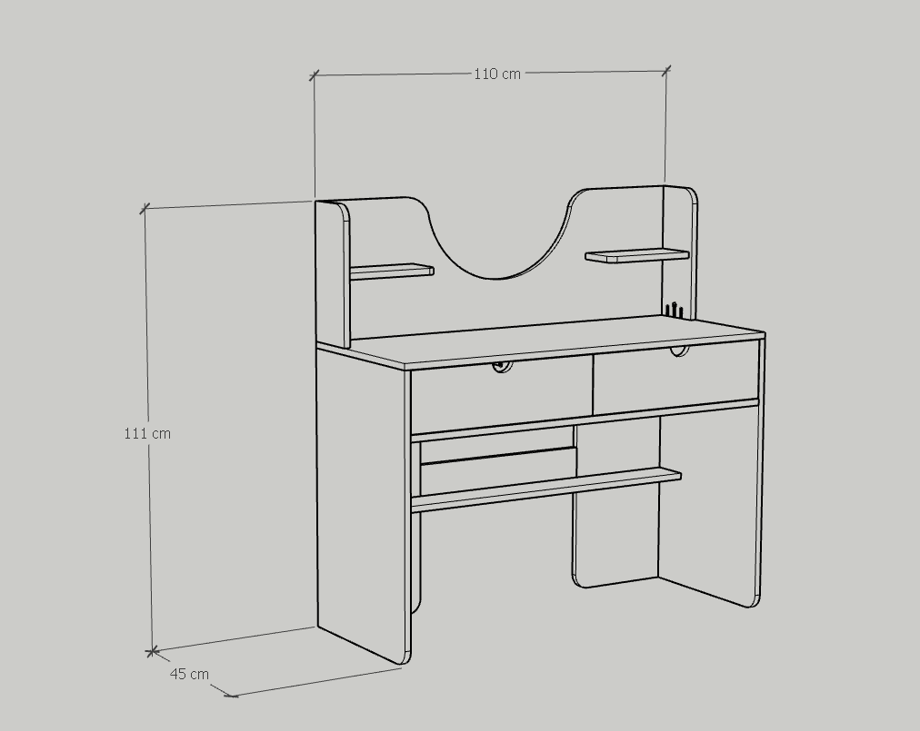 [Happy Home Furniture] CIRCLE , Bàn trang điểm 2 ngăn kéo - kèm gương, 110cm x 45cm x 111cm ( DxRxC), BAN_047