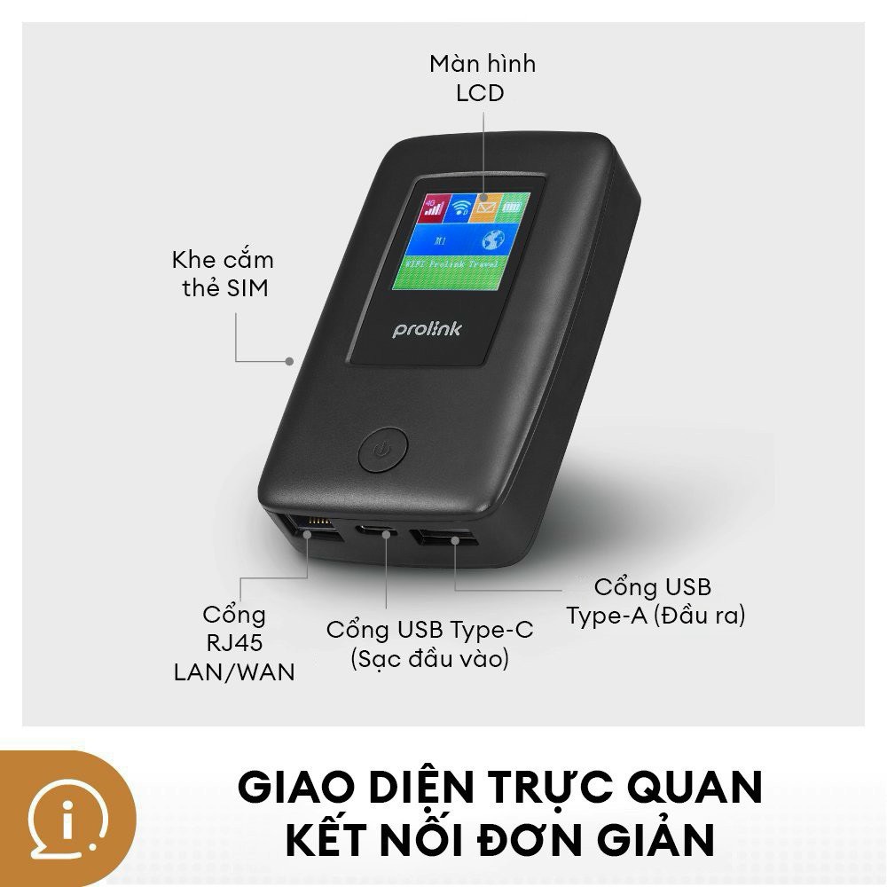 Bộ Phát Wifi Di Động Prolink Dl7203E, Sim 4G Lte 150Mbps, Pin 5200Mah, Màn Hình 1.44, Cổng Rj45, Usb 2.0, Microsd - Hàng Chính Hãng