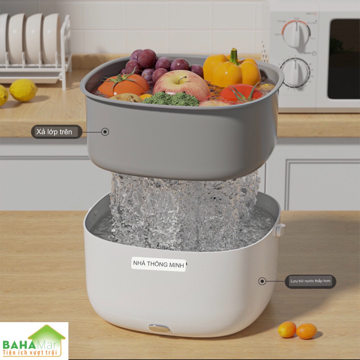 MÁY RỔ RỬA TRÁI CÂY, RAU CỦ BẰNG SÓNG SIÊU ÂM LOẠI BỎ TẠP CHẤT, KHỬ BỎ DƯ LƯỢNG THUỐC SÂU THUỐC, THUỐC BẢO QUẢN "BAHAMAR" Thao tác đơn giản bằng một nút ấn làm sạch 360 độ