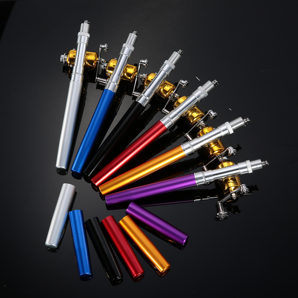 Bộ Combo Cuộn Cần Câu Cá Mini Telescopic Cầm Tay Bỏ Túi Cần Câu + Cuộn Dây Câu Cá Hợp Kim Nhôm