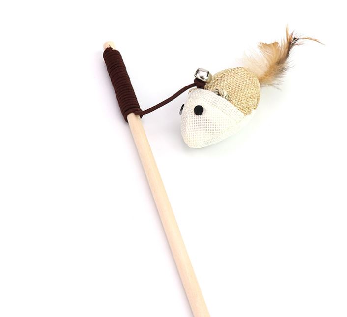 ĐỒ CHƠI CHO MÈO-CẦN CÂU MÈO BẰNG GỖ VUI NHỘN (GIAO MẪU NGẪU NHIÊN)