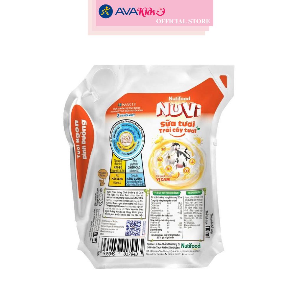 Sữa tươi trái cây tươi Nutifood NuVi hương cam 110 ml (từ 1 tuổi)