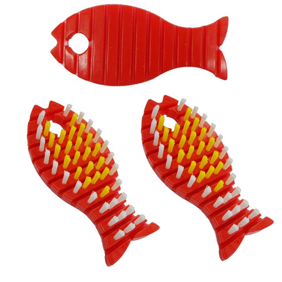 Bộ 3 bàn chải cọ uốn cong hình con cá  - Hàng Nội Địa Nhật