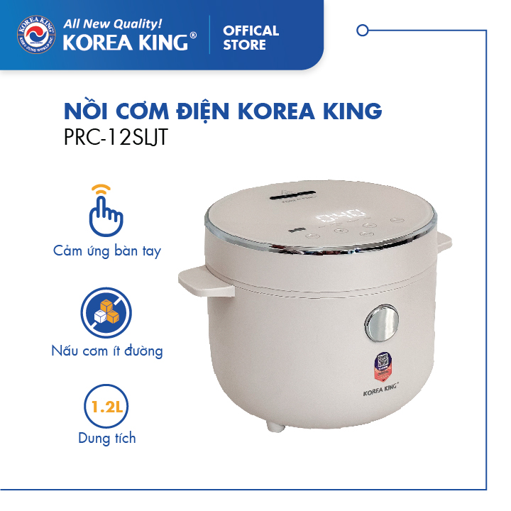 PRC-12SLJT_W Nồi cơm điện Korea King (có chức năng tách đường, dung tích 1.2L, công suất 400 W, mặt kính trắng)-Hàng chính hãng