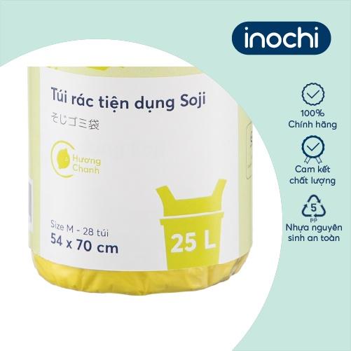 Túi rác tiện dụng inochi - Soji 25L x 28 túi Hương Chanh có quai cầm