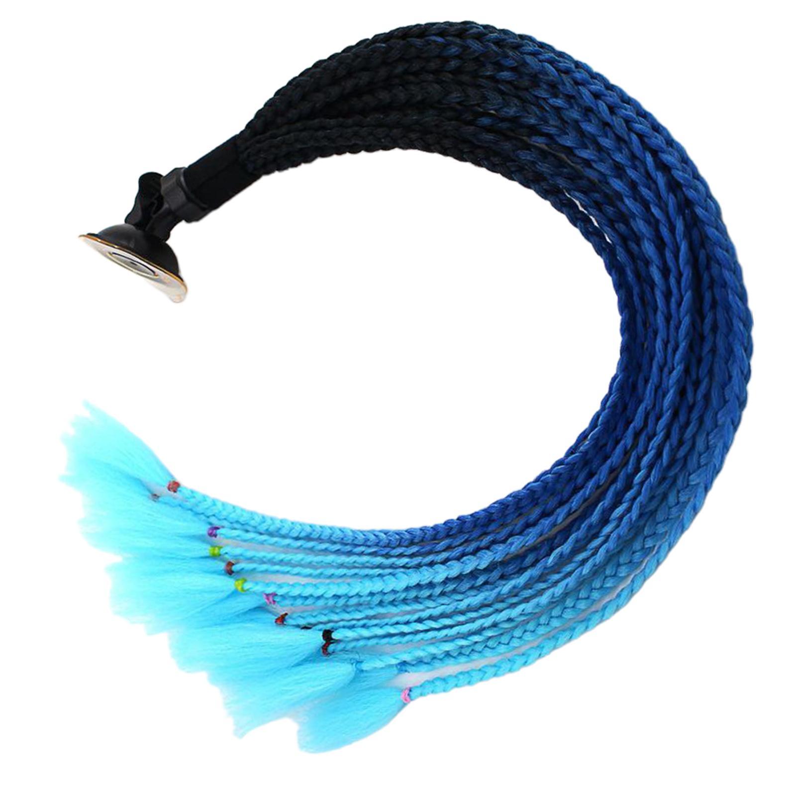 2x 55cm Hair Helmet Pigtail Gradient Ponytail for Motorcycle