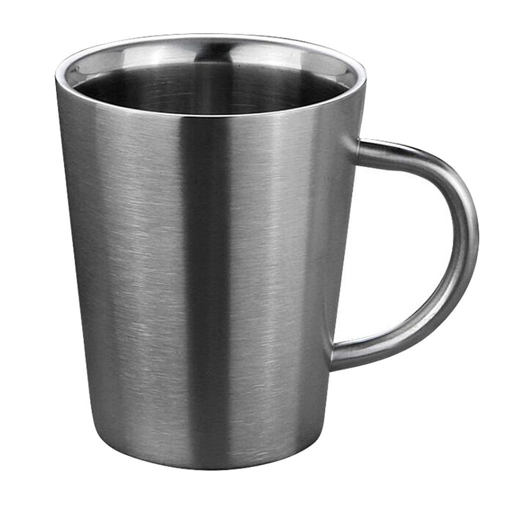 2x Coffee Mug Stainless Double Walled Water Drinking Cup Home Office