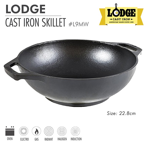 Chảo gang xào cỡ nhỏ Lodge hai tay cầm 23 cm - L9MW. Dùng chiên, xào, áp chảo, chiên cơm, nướng.
