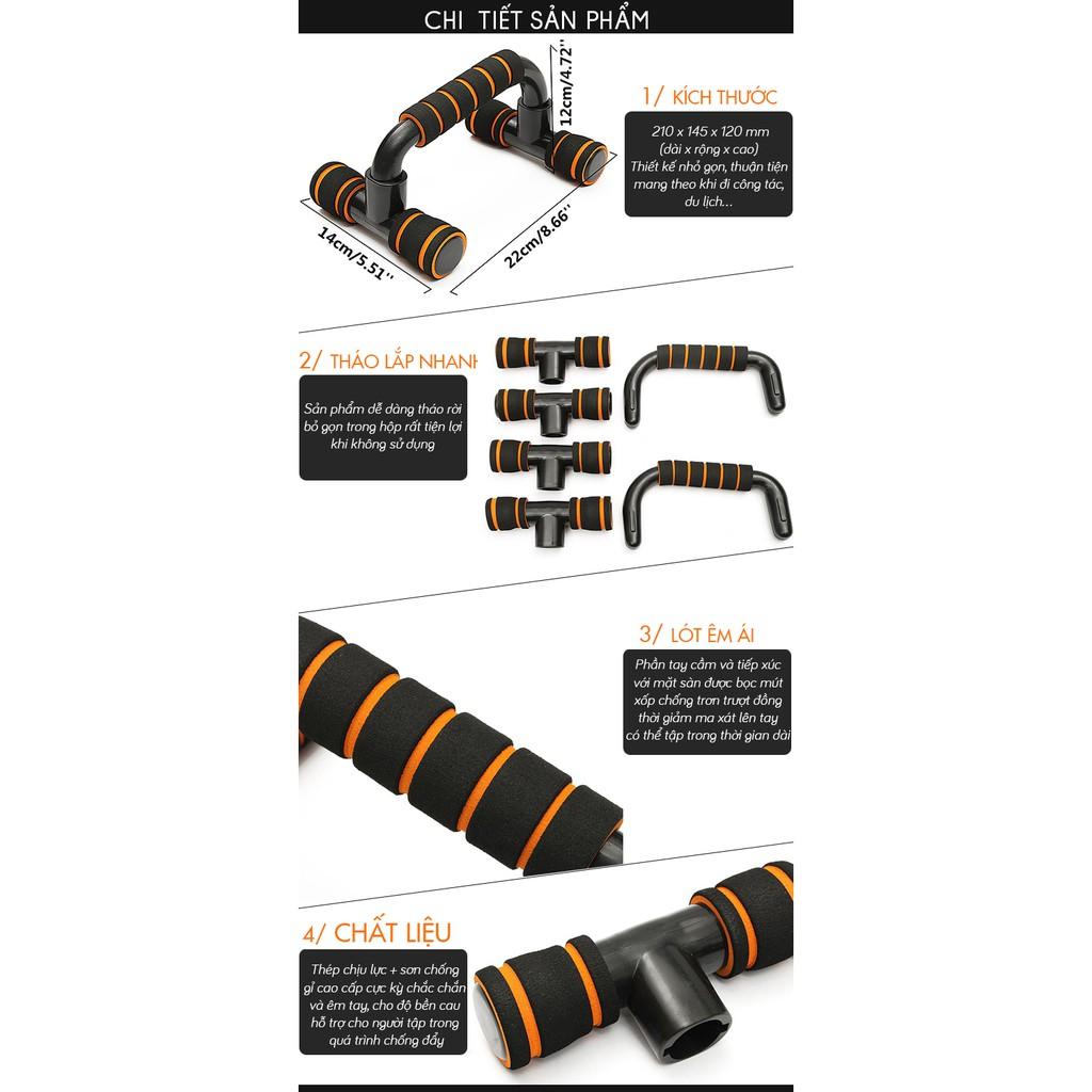 Parallettes - Dụng Cụ Tập Chống Đẩy Hít Đất Tay Thẳng Giảm Mỡ Bụng Tại Nhà DC03