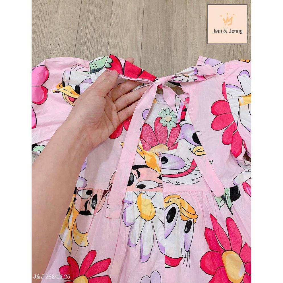 Đầm babydoll cho bé gái màu hồng họa tiết trái tim phong cách Hàn Quốc từ 12-40kg chất kate mềm mát