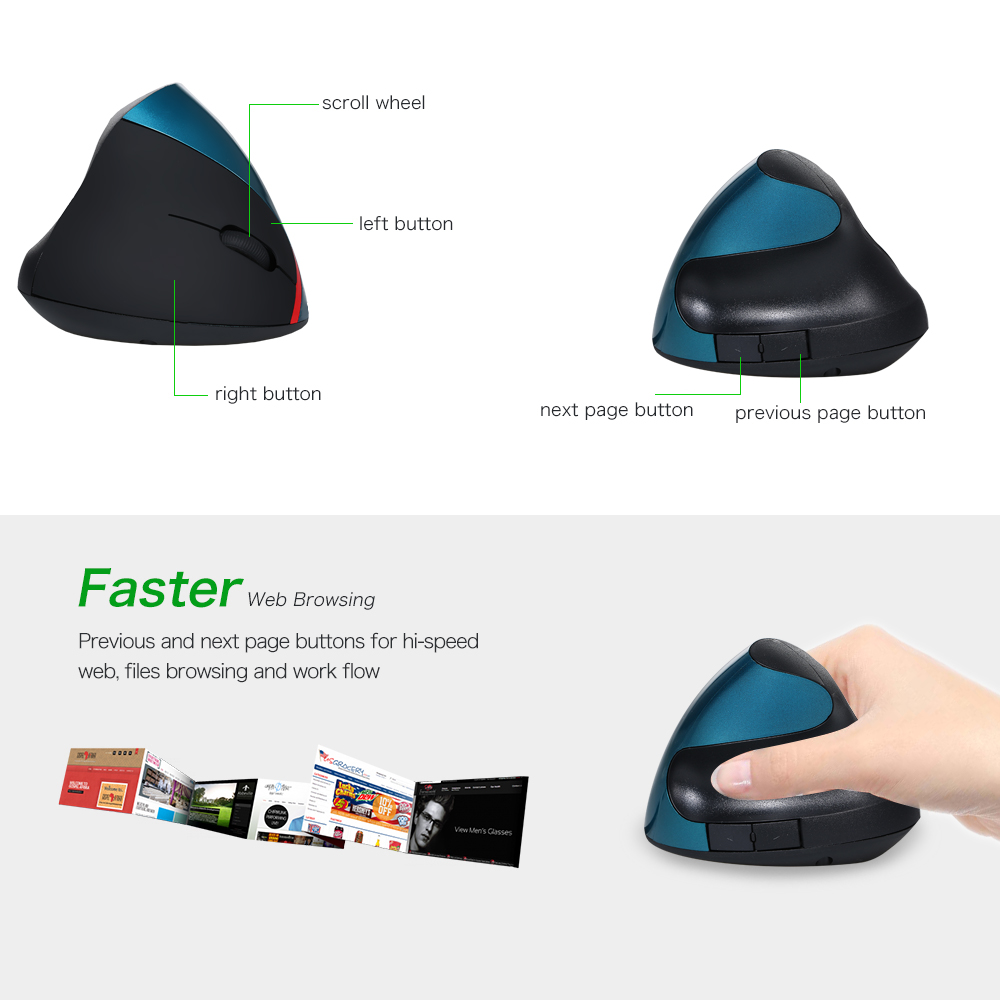 Chuột Dọc Quang Học Có Dây Ergonomic 5 Nút Cho Máy Tính Xách Tay PC
