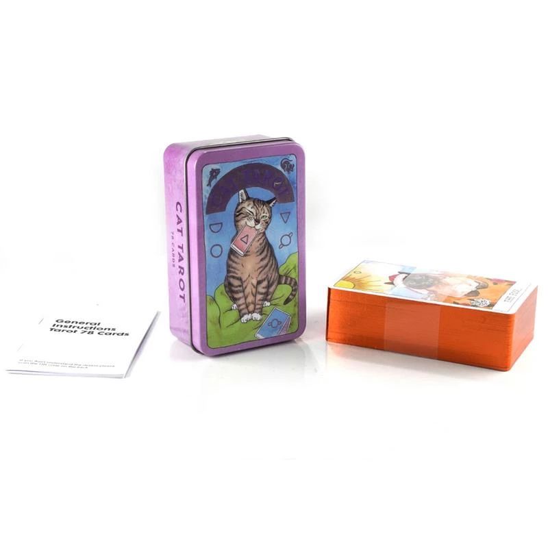 Bộ Bài Cat Tarot Hộp Sắt 78 thẻ mạ màu