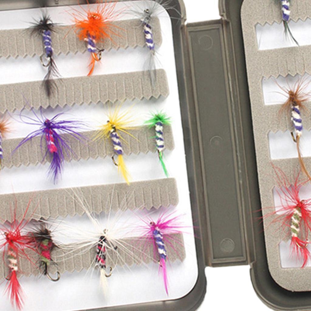 24pcs Fly Fishing Flies Kit Fishing Flies Wet Flies Assortment + Fly Box for Bass Salmon Trout Fish