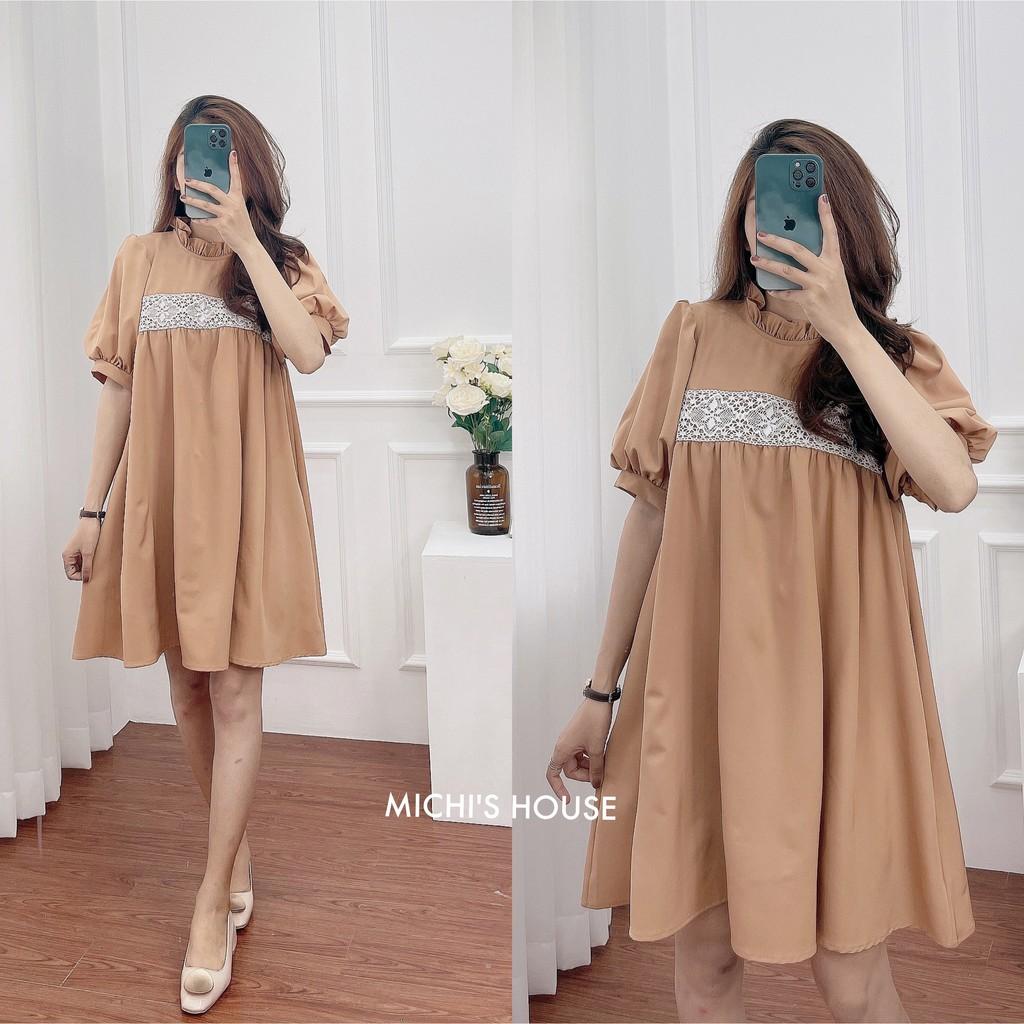 Váy suông thiết kế, ngực phối ren, đầm xuông rộng freesize, 3 màu mã V193 - Michi's House