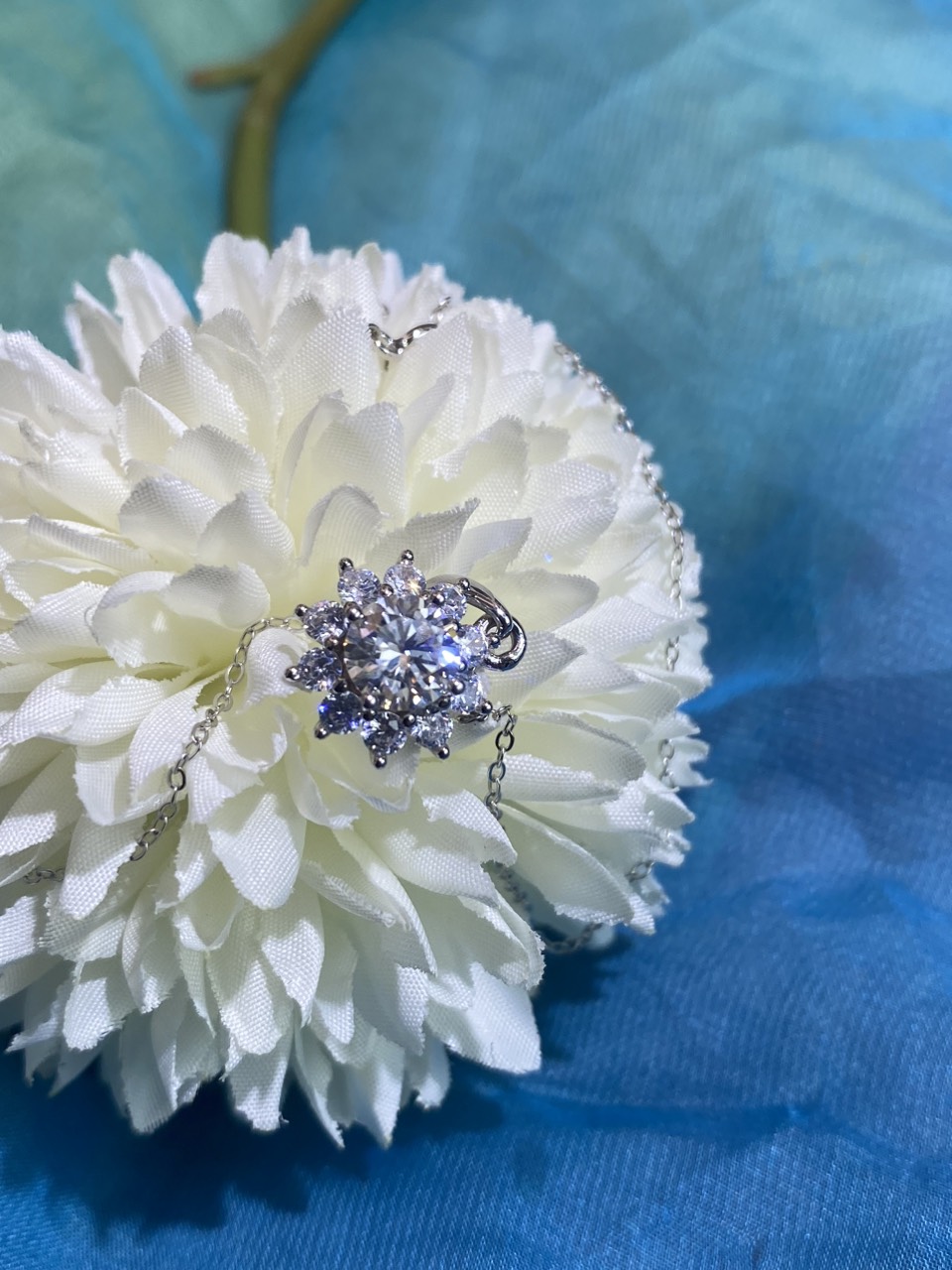 Bộ trang sức Bạc 925 xi Kim viên chủ Kim Cương nhân tạo Moissanite hạt 0.5-1.0 carat - S10.1.7.7