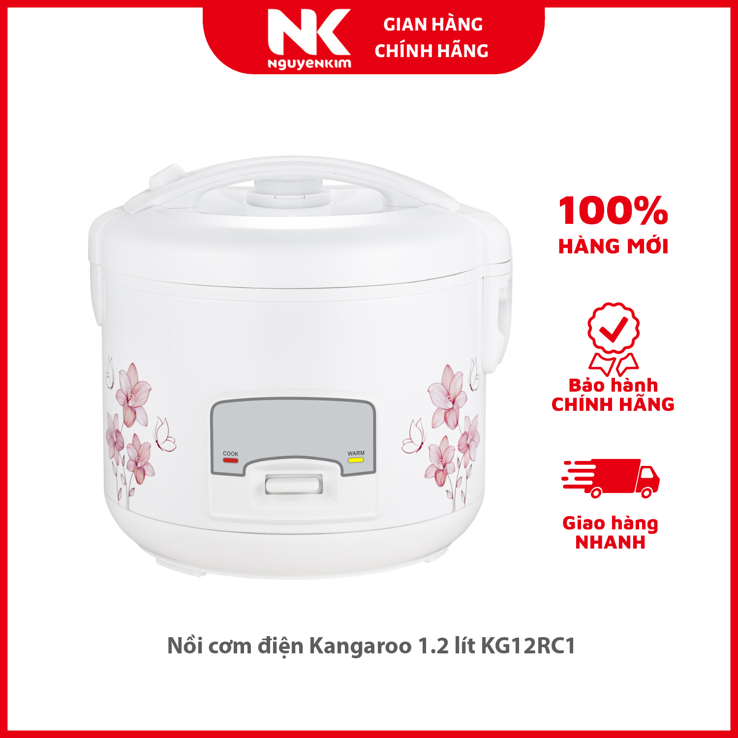 Nồi cơm điện Kangaroo 1.2 lít KG12RC1 - Hàng chính hãng