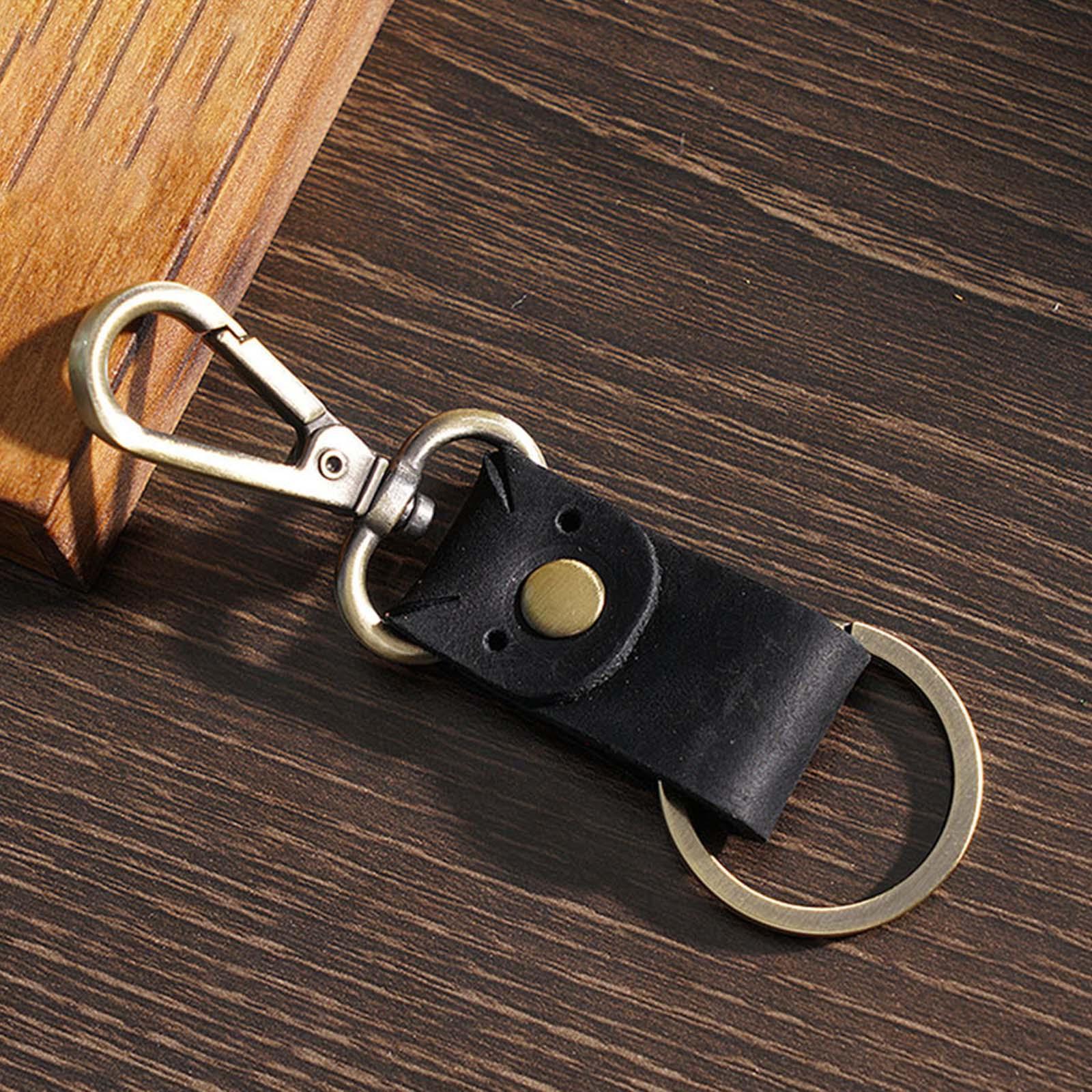 Leather Keychain Key Ring Unisex Business Key Chain Ring Fob