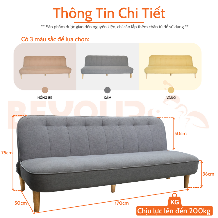 Ghế Sofa Giường Vải Thông Minh BEYOURs Bumbee Sofa Bed Đa Năng Nội Thất Phòng Khách - Xám