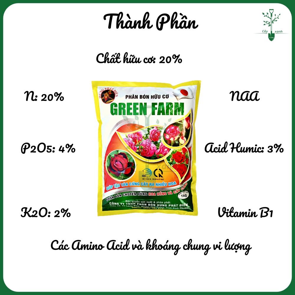 Phân Bón Hữu Cơ Hoa Hồng Phân Bón Hoa Hồng, Cây Cảnh GREEN FARM Gói 1kg