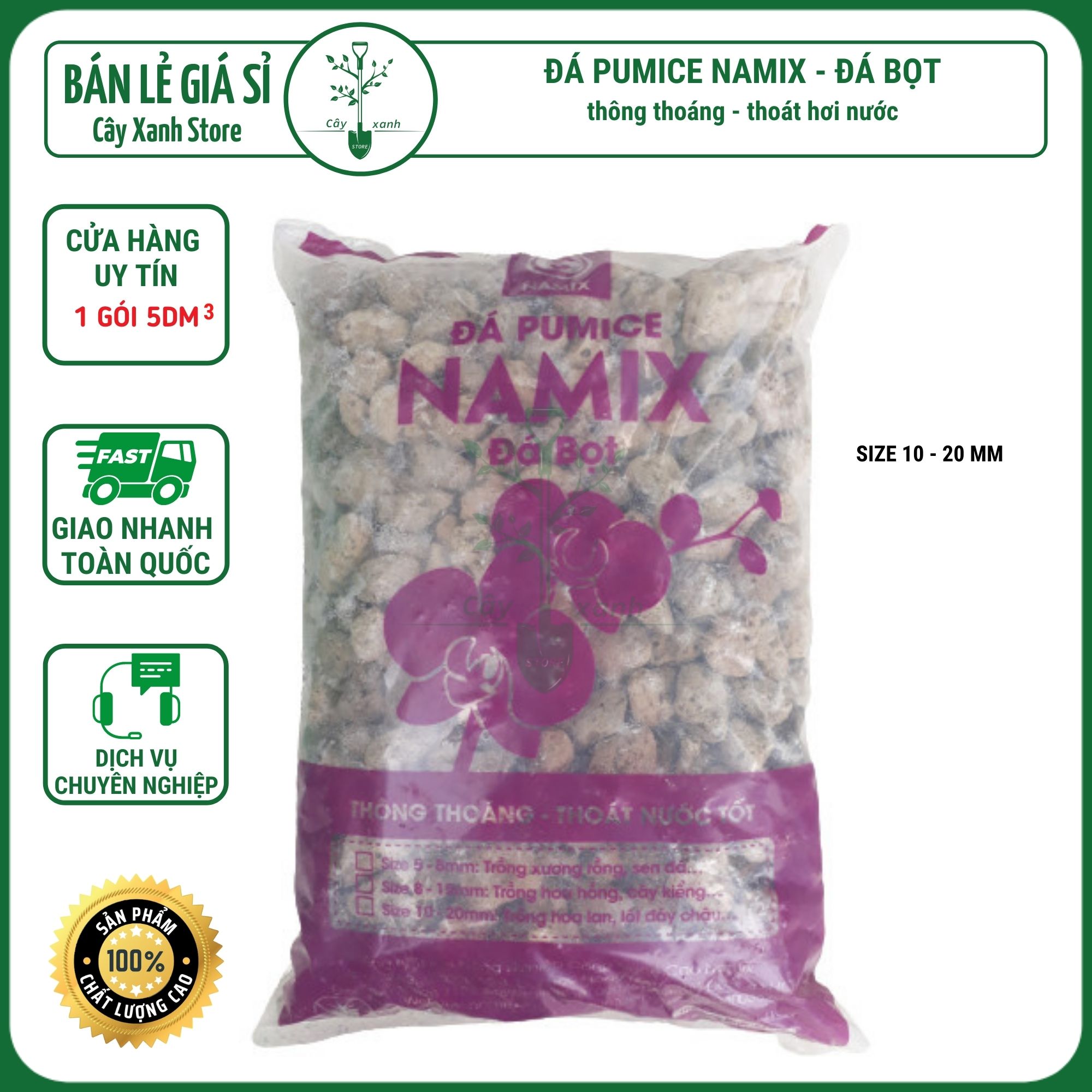 Đá Bọt Pumice Namix Cực Phẩm Cho Lan, Hoa Hồng, Cây Cảnh 10-20mm ~ 2.2 - 2.5kg