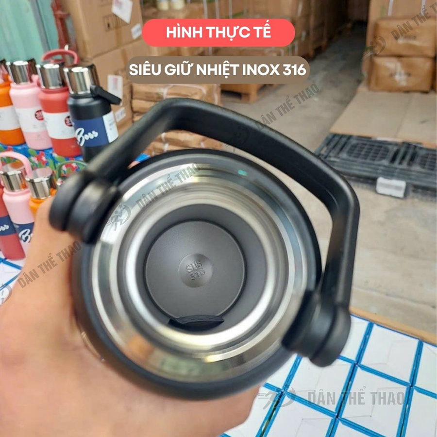 Bình giữ nhiệt inox 316 có quai xách dễ mang theo khi đi xe đạp, du lịch - Cốc giữ nhiệt đảm bảo tiêu chuẩn an toàn cho người sử dụng