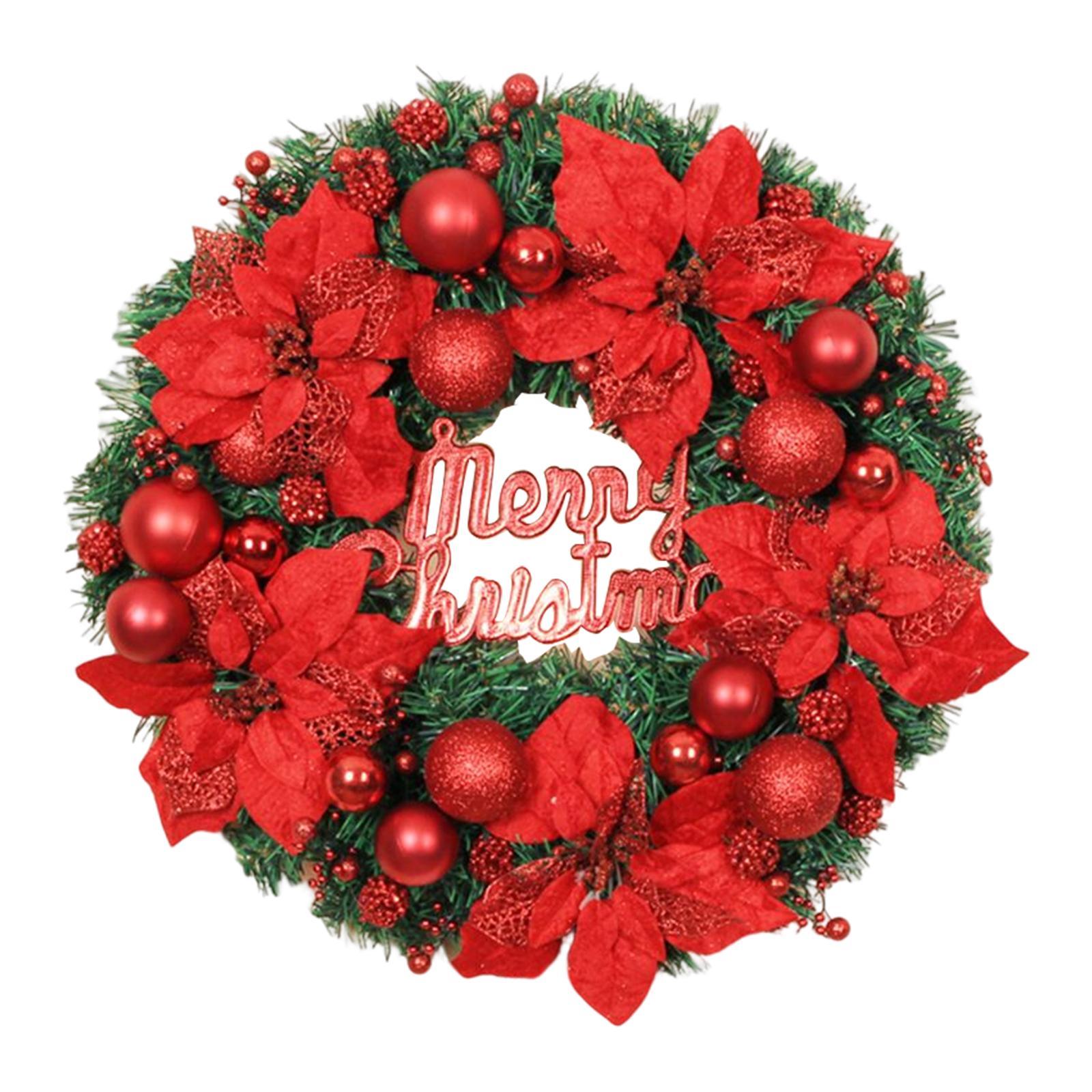 Christmas Door Wreath Green Leaves Wreaths Ball Ornament for Holiday