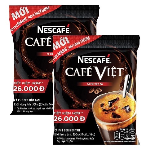 Combo 2 túi cafe đen hòa tan Nescafe Việt đen ( 35 gói / túi )