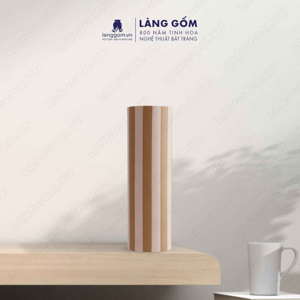 Bình hoa, lọ hoa Gốm sứ Bát Tràng cao cấp Men mát kẻ sọc dùng làm quà tặng, trang trí - Làng Gốm Bát Tràng