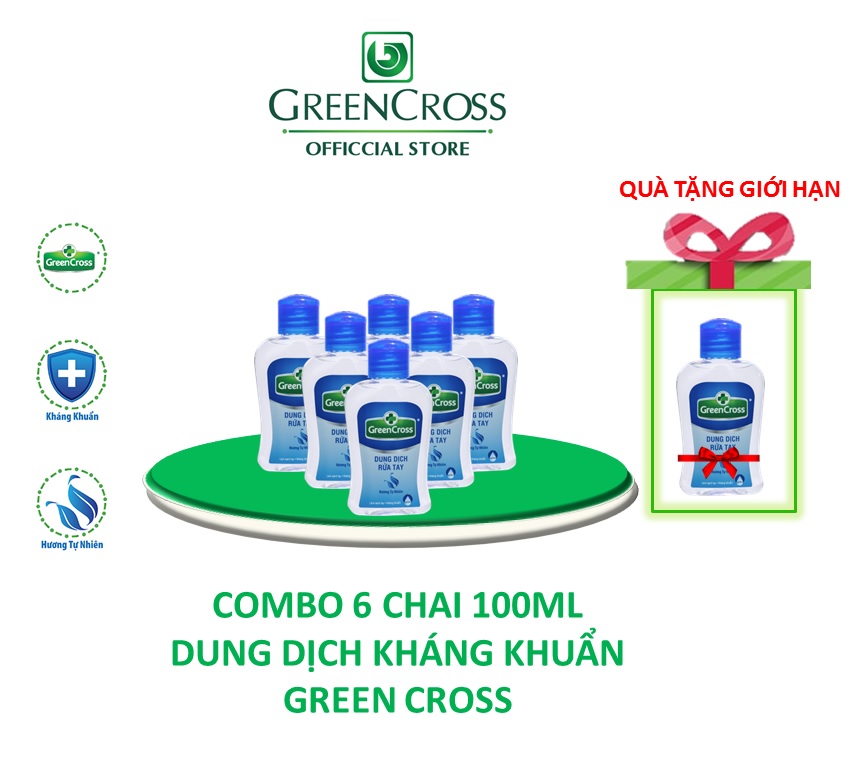 COMBO 6 CHAI DUNG DỊCH RỬA TAY KHÔ GREEN CROSS 100ML