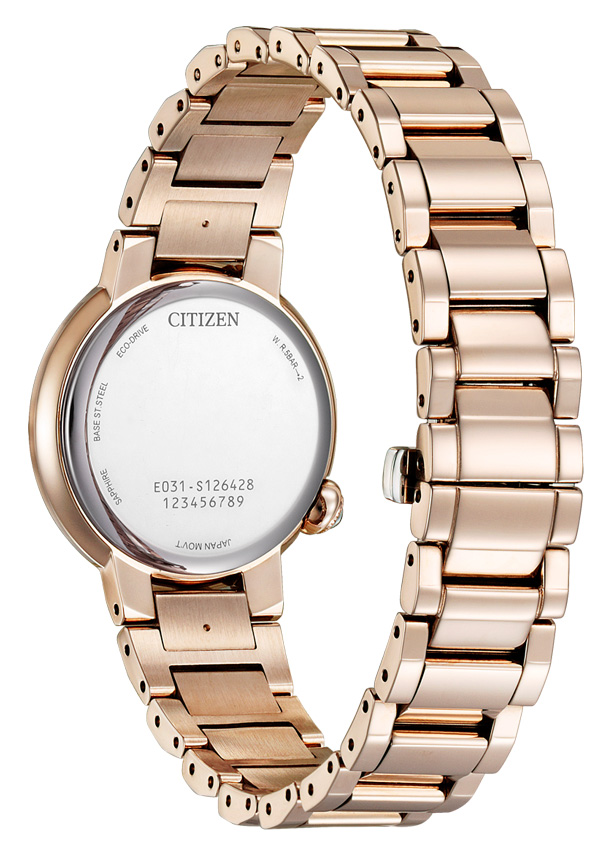 Đồng Hồ Nữ Citizen Đính Kim Cương Dây Thép Không Gỉ EM0912-84Y - Mặt Xà Cừ (Sapphire)