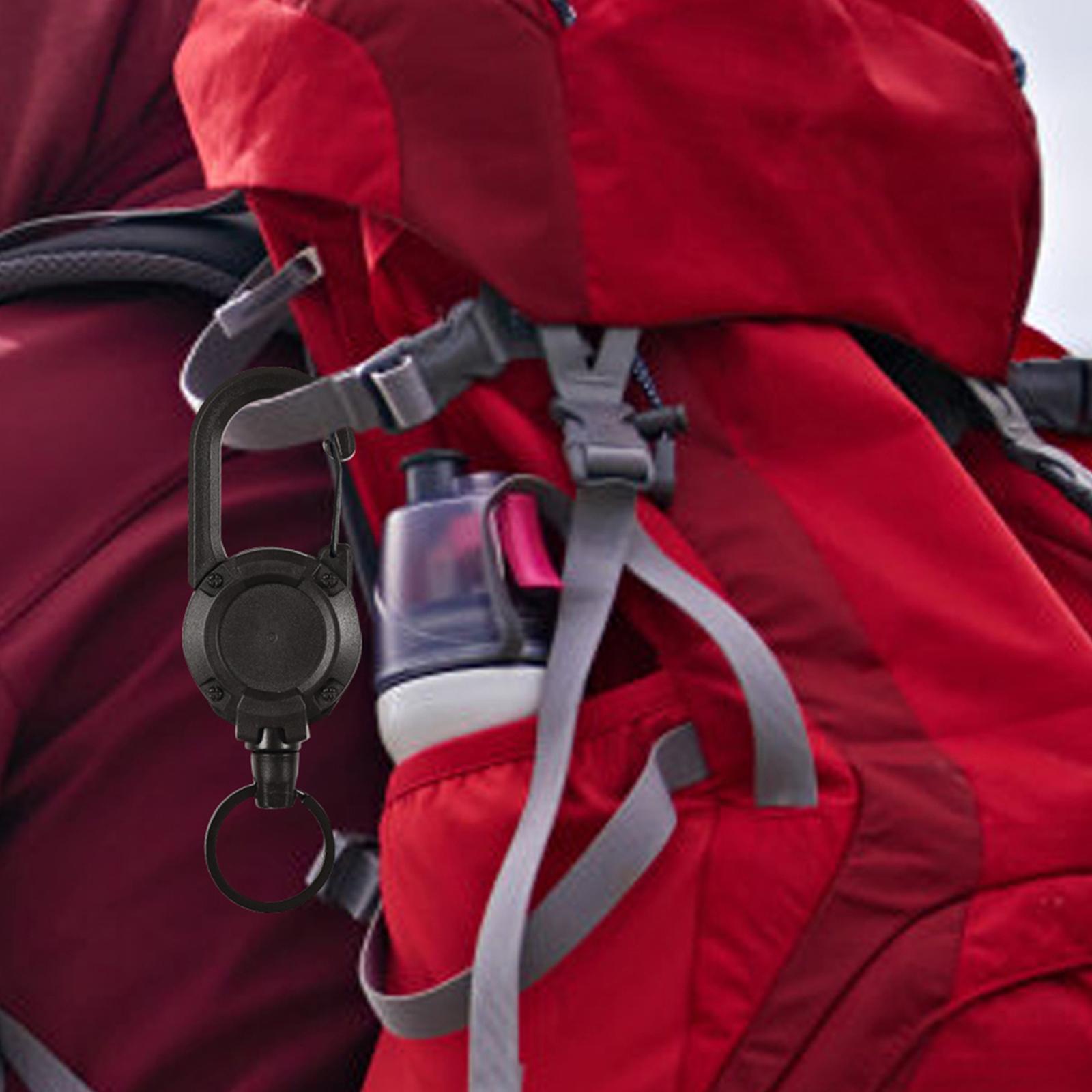 Retractable Keychain Black Steel Cord