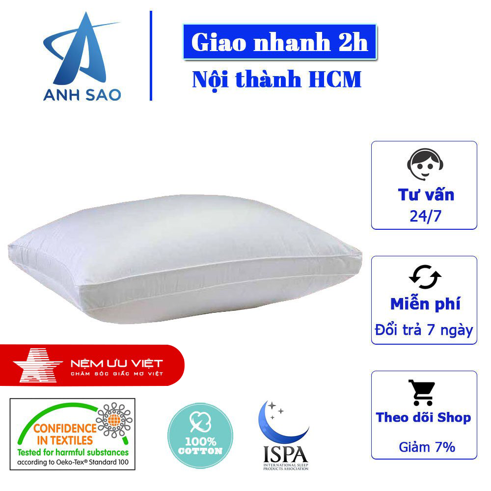 Gối Lông Vũ Mircrofiber Cao Cấp Ưu Việt (Có Túi Xách) 47x67cm Đạt chuẩn OEKO-TEK An Toàn Với Da