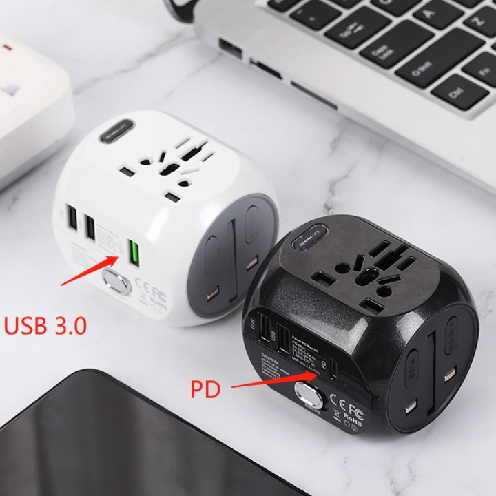 Sạc đa năng Remax RL-EP08 QC Multi-Function International USB2.0 + QC3.0 tương thích chuẩn UK/US/AU/EU - Hàng nhập khẩu