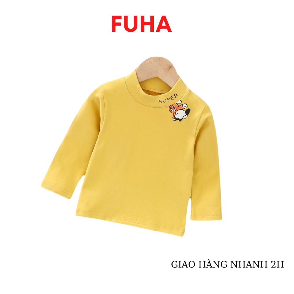 Áo cổ lọ cotton len cho bé FUHA, áo cổ tròn thu đông 2022 họa tiết động vật bé từ 7kg đến 20kg