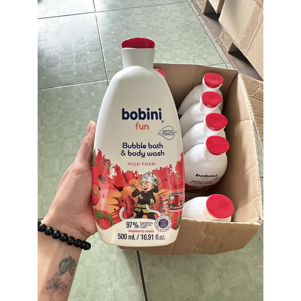 Gel tắm tạo bọt cho trẻ em Bobini Fun mềm mịn hương mâm xôi 1+ tuổi 500ML