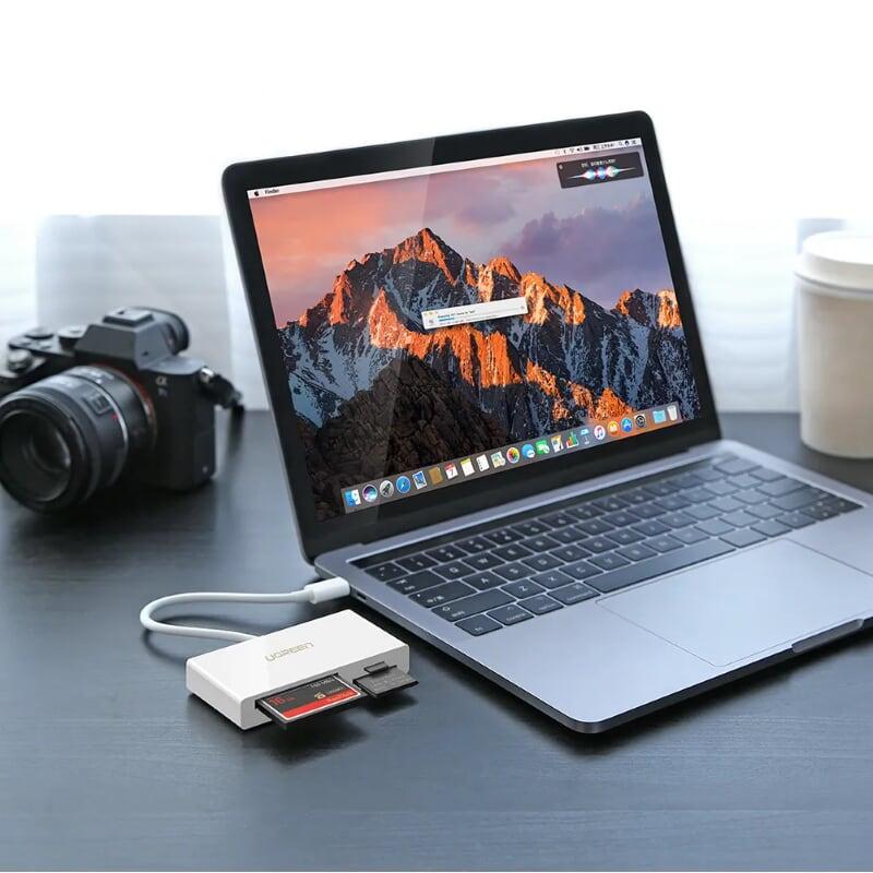 Ugreen UG40444CM102TK 15CM màu Trắng Đầu đọc thẻ USB TYPE C sang 4 cổng TF + SD + CF + MS 3.0 - HÀNG CHÍNH HÃNG