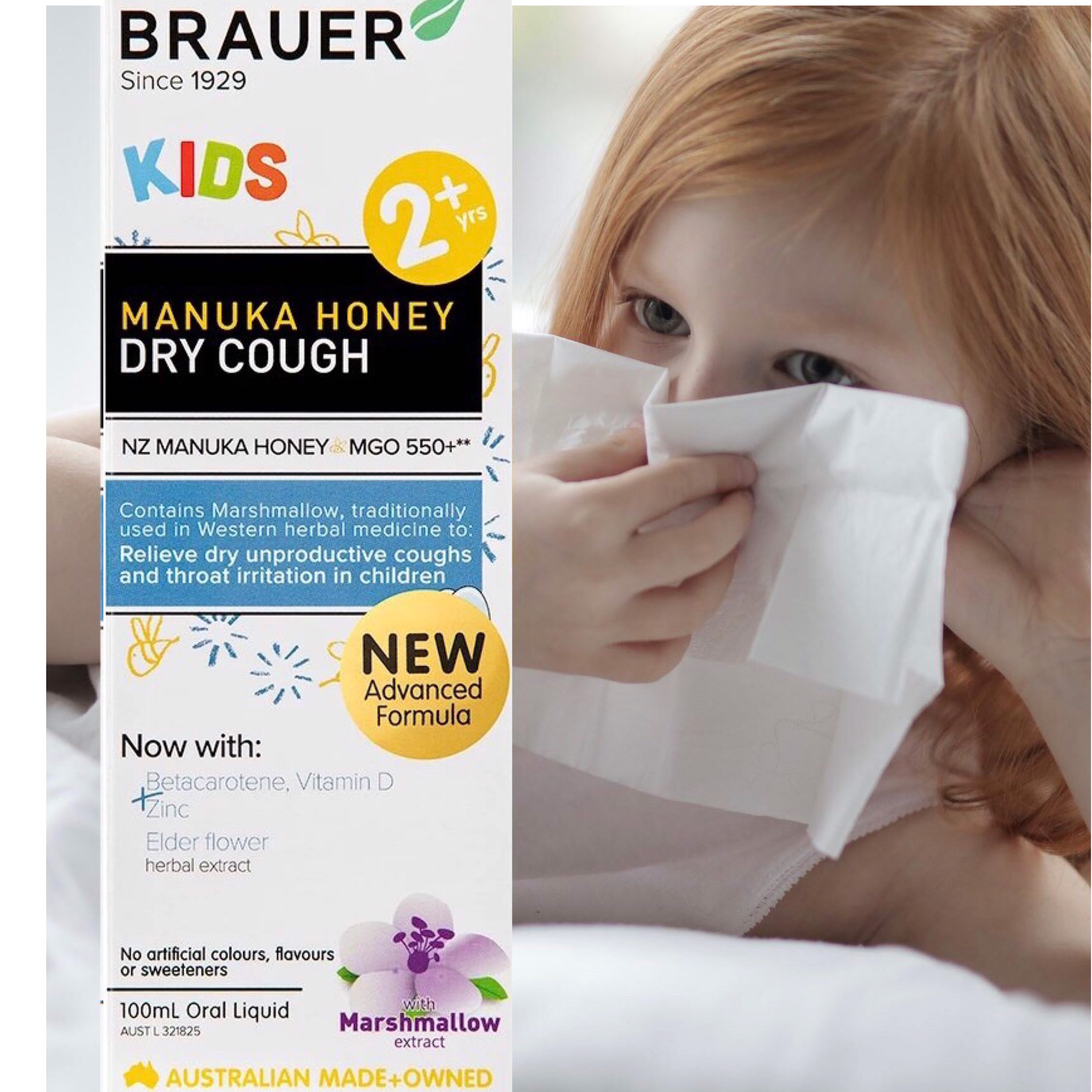 Hỗ Trợ chữa ho cho trẻ Brauer Kids Manuka Honey Dry Cough Úc - QuaTangMe Extaste