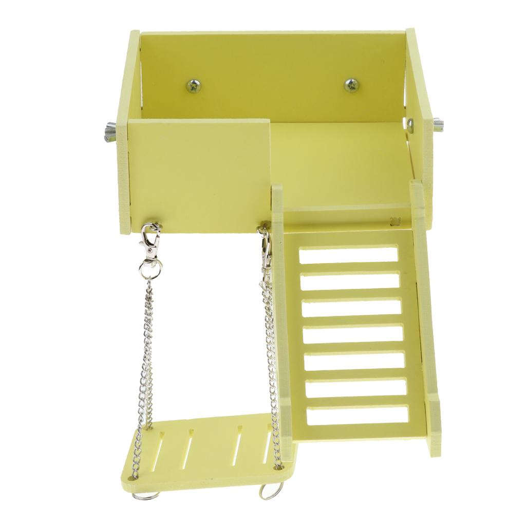 Wooden Platform Swing and Ladder Set for Mouse Chinchilla Rat Gerbil Pink