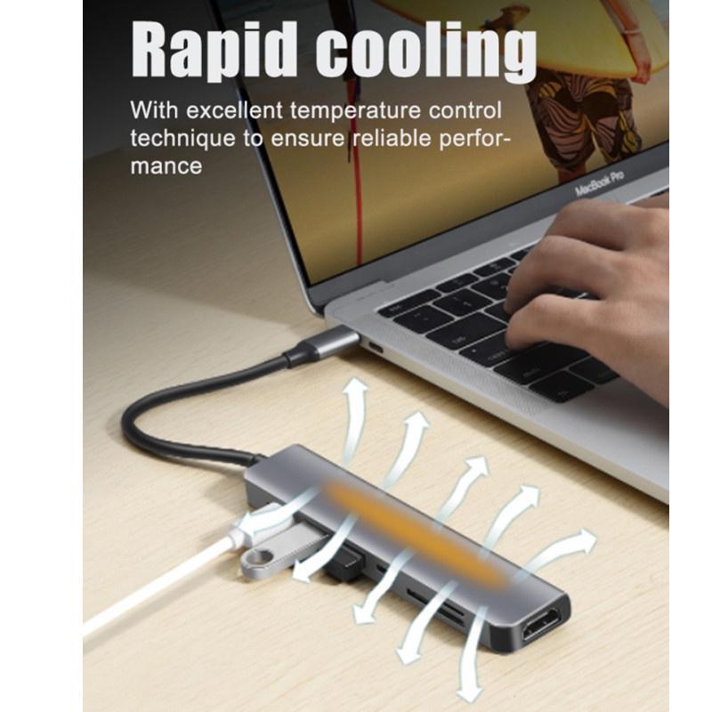 Đế Sạc 4k Tạo Cổng usb sd tf usb-c pd 3.0 de Có 7 Cổng Vào 1 Đầu Ra